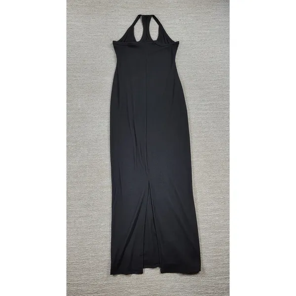 DAZY Shein Ribbed Maxi Dress Small Black Racerback Sleeveless Back Slit Bodycon - Image 10