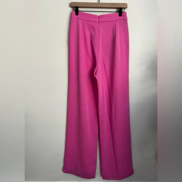 Saskia High Rise Wide Leg Satin Trouser Pants light pink S - Image 2