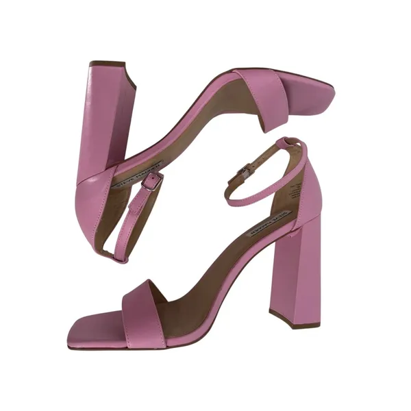 Steve Madden Tiaa Pink Leather Block Heel Square Toe Ankle Strap Sandals Sz‎ 10M - Image 7