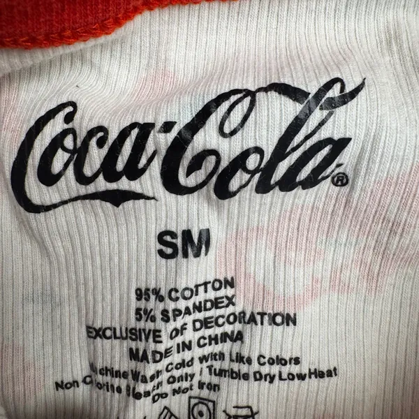 Coca-Cola Cherry Coke Ribbed Ringer Tank Top All Over Print White Red SM‎ - Image 2