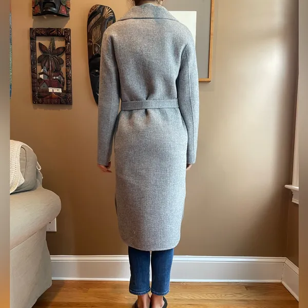 NWT Theory Womens Long Grey Wool and Cashmere Shirttail Belted Coat, size XS - Image 7