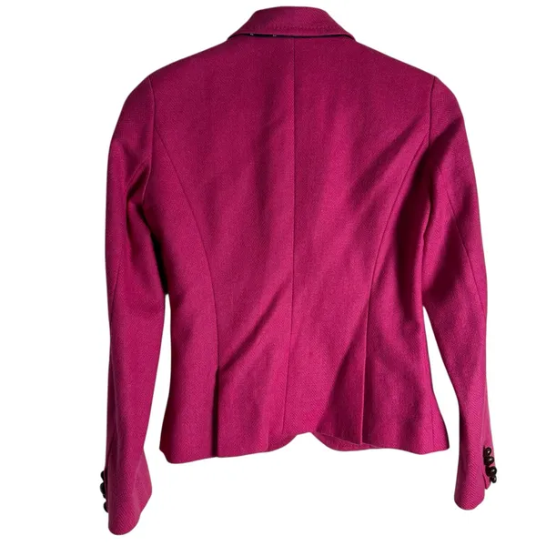 J.Crew Wool Black Jacket Blazer Robert Noble Scottish Cloth Hot Pink Sz 0 - Image 7