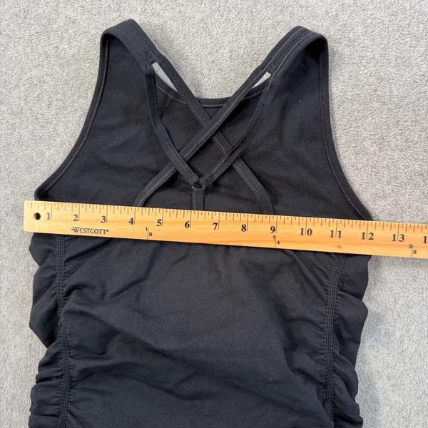 Spiritual Gangster Ruched Side Tank Top Womens XS/S Black Strappy Back High Neck - Image 7