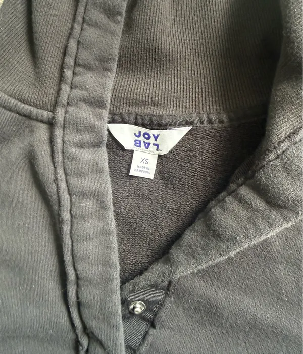 JoyLab Black Snap-Front Funnel Neck Sweatshirt - Image 3