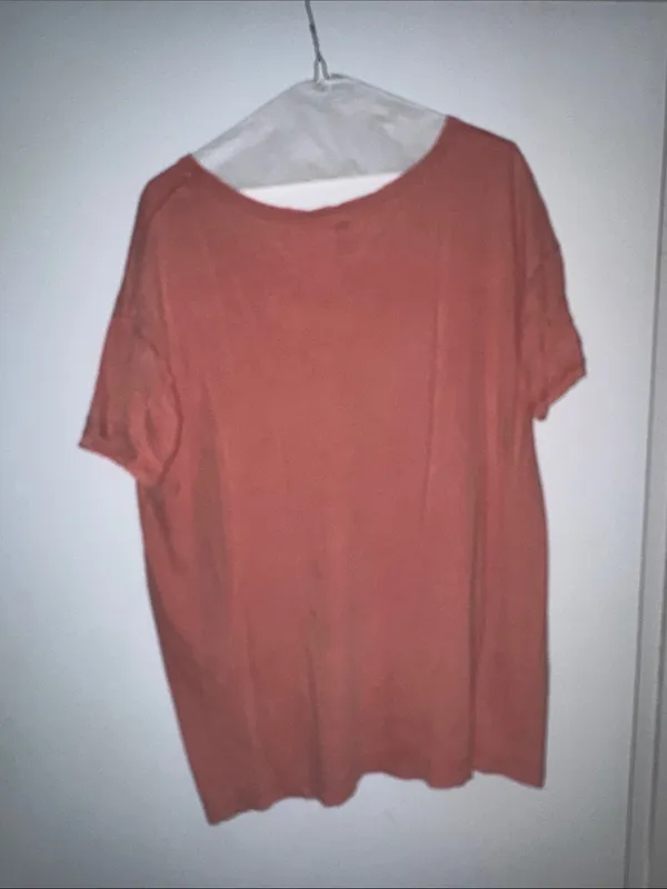 Real Soft Aerie Relaxed V-Neck Short Sleeve Oversized Tee in Coral - Image 4
