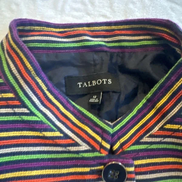 Talbot's Multicolor striped Long Sleeve Button Front Mandarin Collar Blazer 12 - Image 10