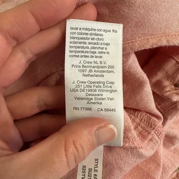 Madewell‎ Linen Blend Button Front Jumpsuit Pink Short Sleeve Pockets Women’s XL - Image 9