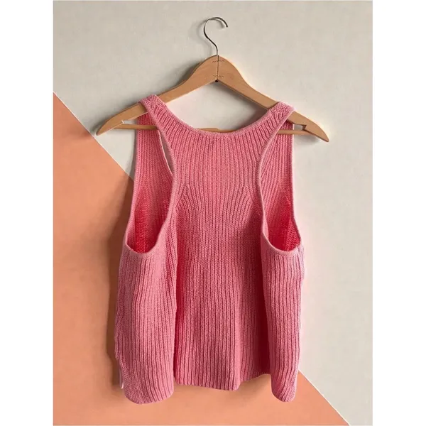 Splendid Collection‎ Womens Pink Knit Racerback V-Neck Tank Top Size L NWT - Image 2