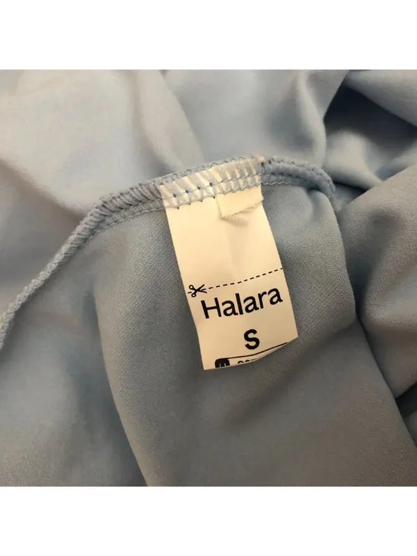 Halara V Neck Tie Back Short Sleeve Flowy Mini Babydoll Dress Light Blue S - Image 5
