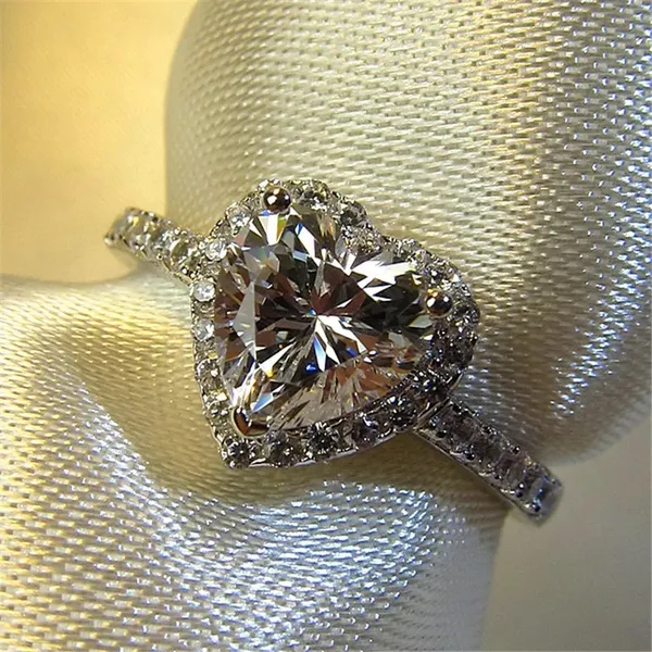1.5ct heart shape halo 4.5 5 6 7 8 9 10 Diamond Cz Silver 925 Cushion Engagement Proposal Ring - Image 3