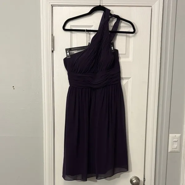 Donna Morgan Rhea Purple One Shoulder Chiffon Bridesmaid Dress Size 12 - Image 3
