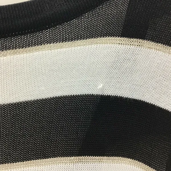 White House Black Market Cardigan Women Medium Black White Striped Metallic‎ - Image 6