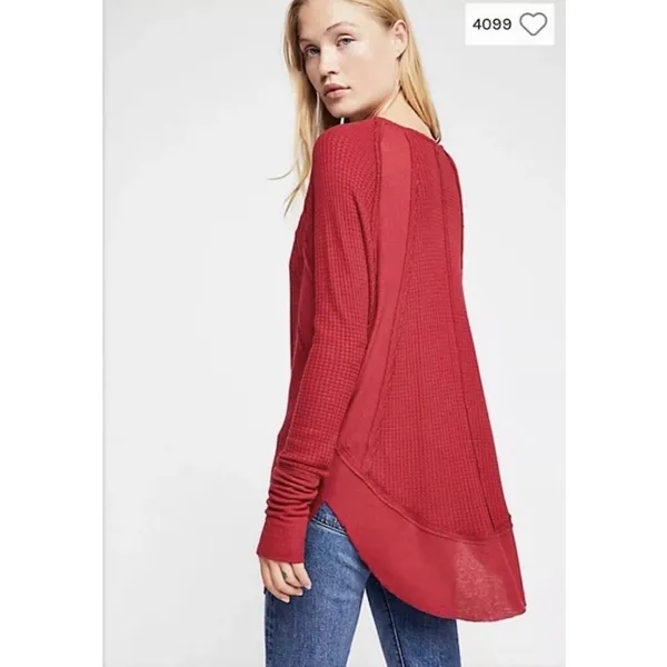 Free people Women's Catalina Thermal Top Red Sz XS - Image 3