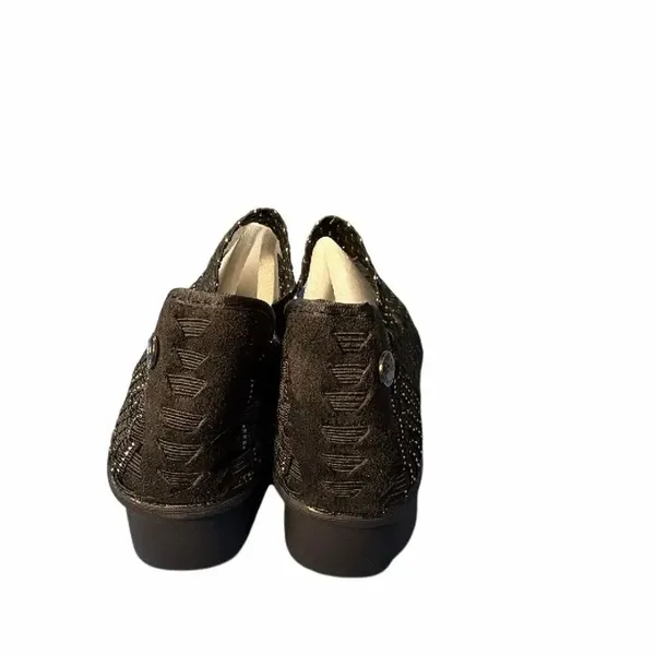 Bernie Mev Women’s EU 39 US 8-8.5 Black Metallic Woven Mary Jane Wedge Shoes - Image 5