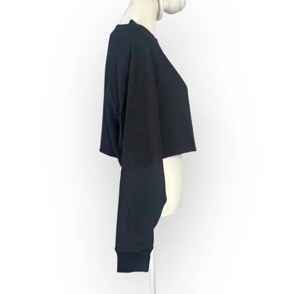 GIGI C Isabella Pullover Top Women's Medium Black Long Sleeve Cropped Textured - Image 5