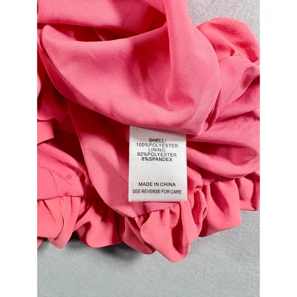 Lucy Paris Pink Ruched Bubble Hem Mini Dress Halter Detachable Flower XL - Image 6
