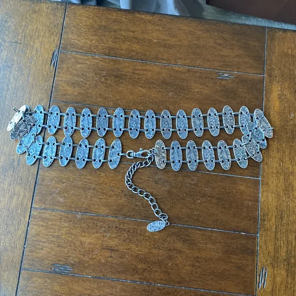 Vintage Metal silver oxidized heavy bohemian festival western belt 37-45" - Image 5