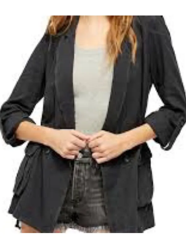 NEW Free People Linen Blend Charly Blazer SIZE MEDIUM MIDNIGHT NWT - Image 6