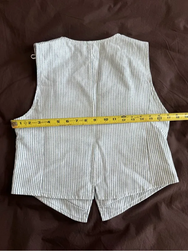 Zara Women’s Pinstripe Vest XS Asymmetrical Silver Buttons Y2K Inspired NWT - Image 3