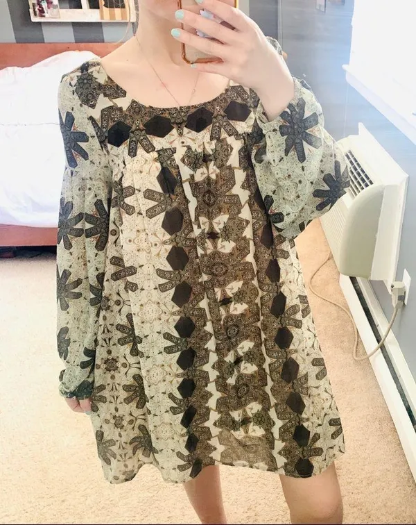 Free people cream floral chiffon babydoll dress - Image 4