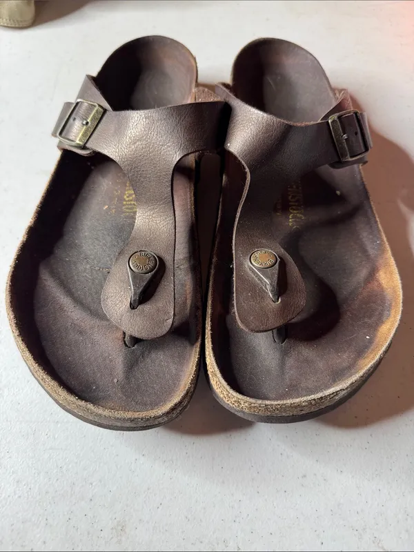 Birkenstock Gizeh Brown Birko-Flor Toe Post Sandals Sz 41 US10-10.5 Regular Wide - Image 8