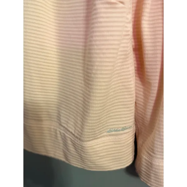 Eddie Bauer Womens L Pink Striped Quarter‎ Zip Pullover Long Sleeve Activewear - Image 2
