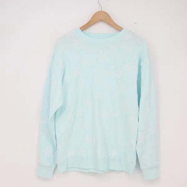 Snow Cool Sweatshirt Womens Medium Light Mint Green Snowflake Graphic New - Image 2
