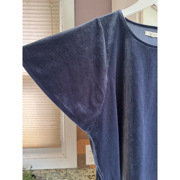 Madewell Velvet Butterfly Top Deep Navy Flutter Sleeve Blouse K4376 Women Small - Image 6