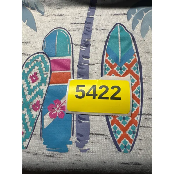 Cuddl‎ Duds Vacay Mode Graphic T-Shirt Gray Space Dye Surfboards V-Neck Medium - Image 6