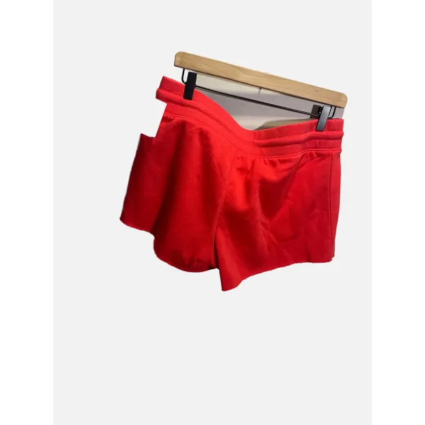 Abound Sweat Shorts Womens L Red Fleece Drawstring Raw‎ Hem Casual Athleisure - Image 4