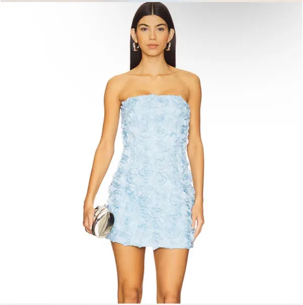 Bloom mini dress in blue - Image 2