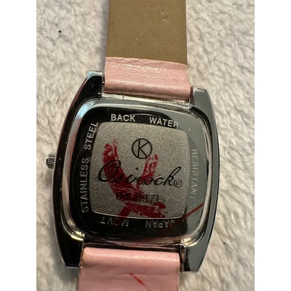 Osirock Vintage 1980s Square Watch Chrome Pink Faux Leather Strap Retro Quartz‎ - Image 8