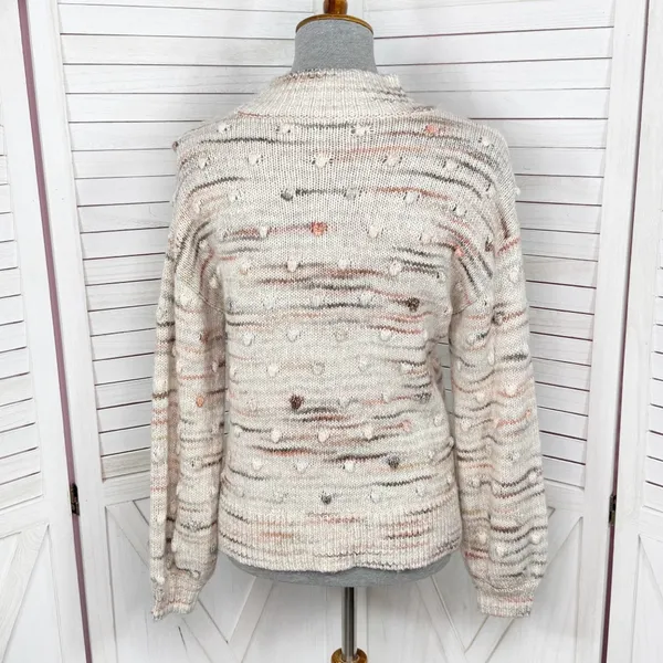 Loft Space Dyed Knobby Bobble Mock Neck‎ Sweater Cream Beige XSmall XS - Image 5