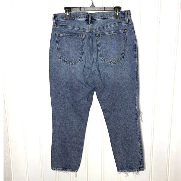 Abercrombie & Fitch Mom Jean High Rise Distressed Medium Wash Blue 31 12 - Image 5