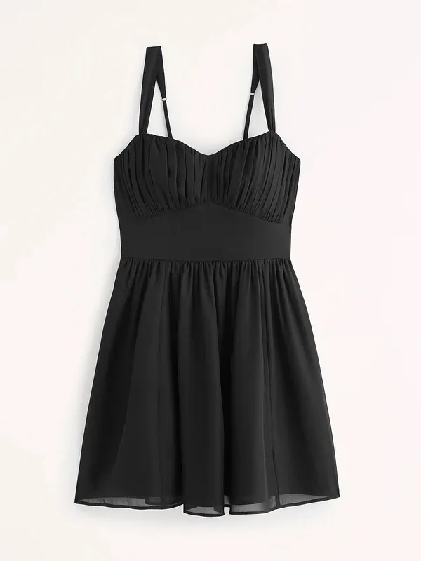 Abercrombie & Fitch Ruched Chiffon Mini Dress with pockets NEW small - Image 5