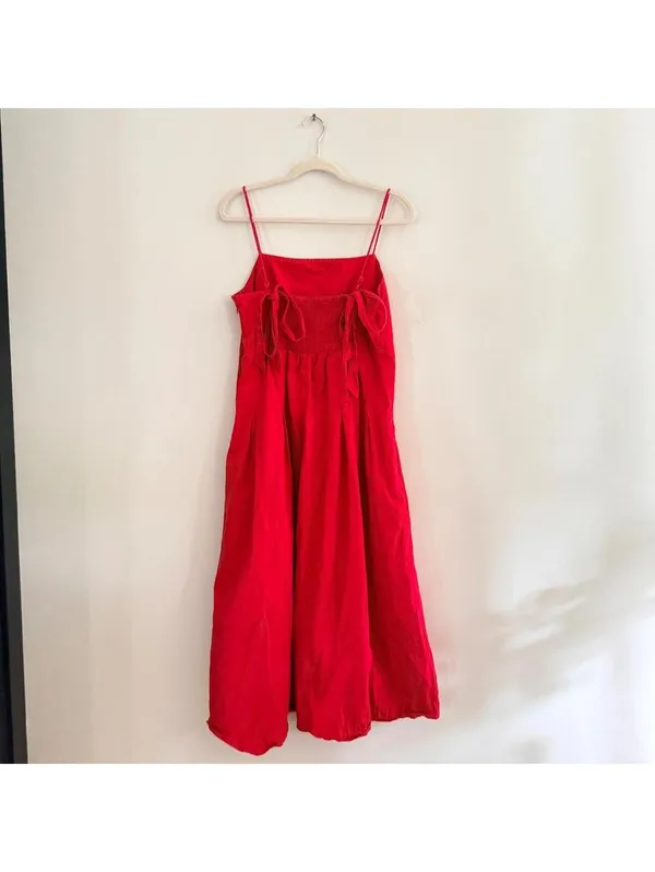 Damson Madder Iris Bow Midi Dress Red Size 10 - Image 6