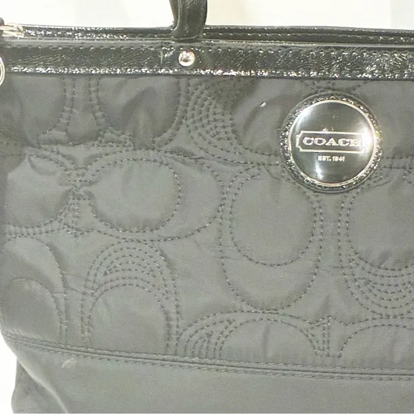 COACH Black STRIPE‎ STITCHED NYLON TOTE—E1276- F17668 - Image 2