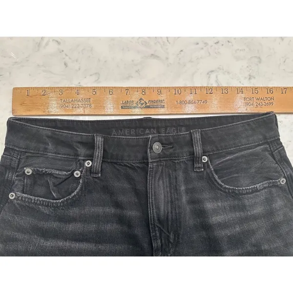 American Eagle Super High-Rise Ultra Wide Leg Jeans Black Strigid Womens 8 Short - Image 11