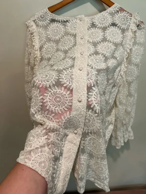 Boho cream colored top (XL) White - Image 7