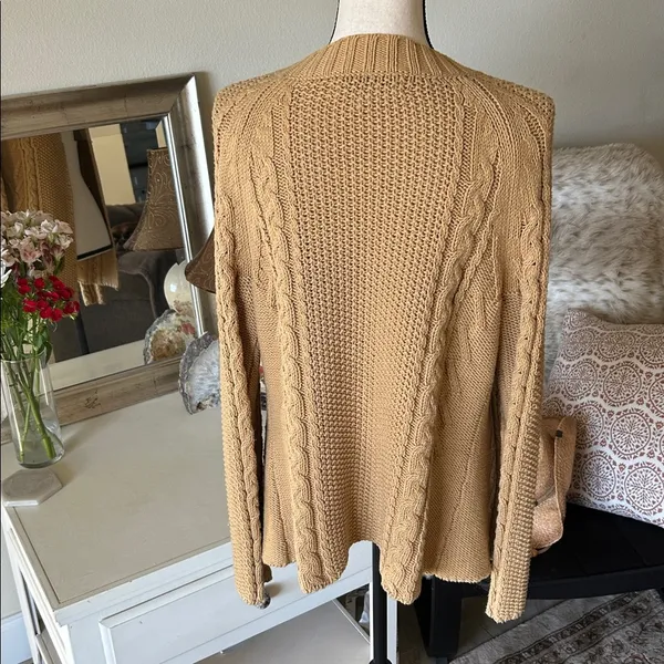 Vintage Jones, New York cable knit cotton two button open front sweater M - Image 4