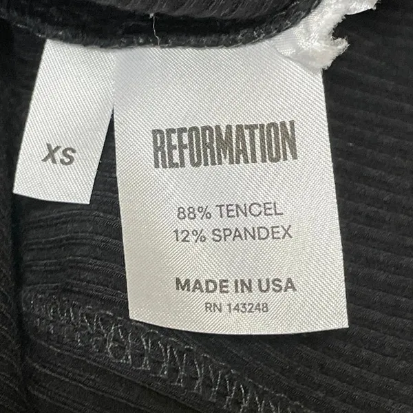 Reformation Black Ribbed Knit Sleeveless Square Neck Open Back Mini Dress Sz XS - Image 4