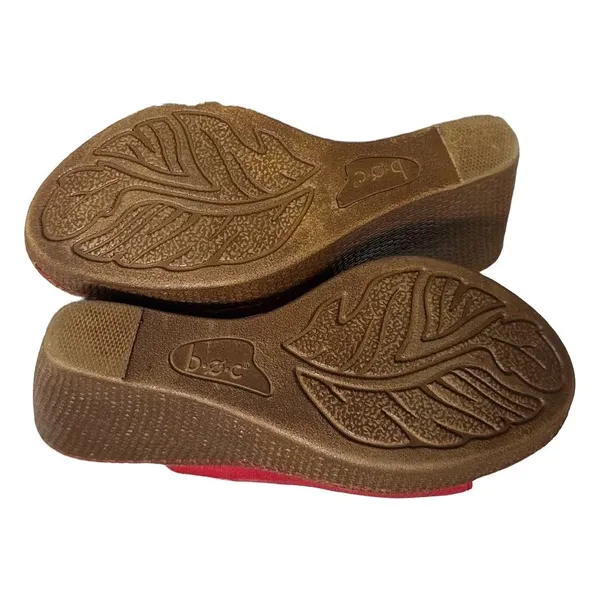 b.o.c.‎ Born Concept Red Leather Wedge Sandals Platform Slides Women Size 7/38 - Image 4