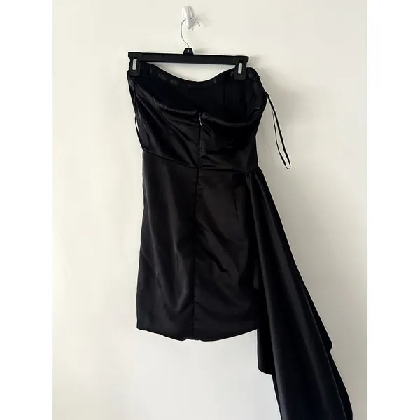 Katie May Black Strapless Mini Dress with Draped Side Panel Size S - Image 4
