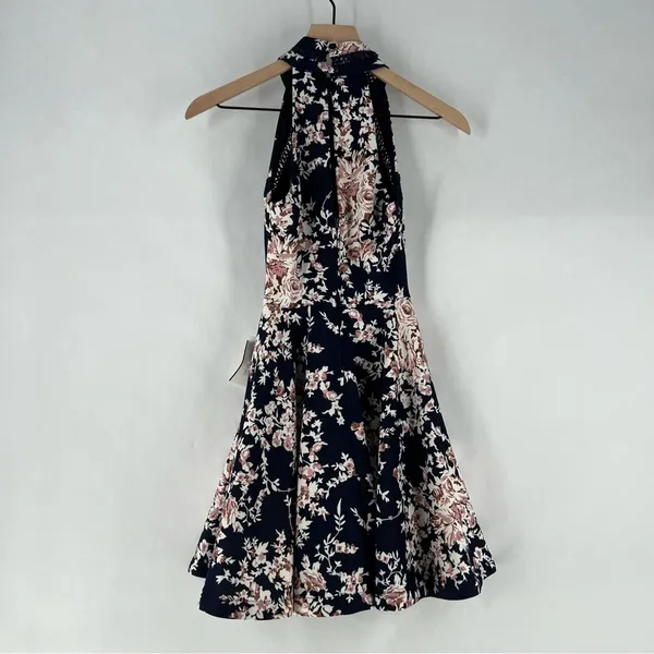 B. Darlin Womens Floral Printed Mini Halter Pleated Fit & Flare‎ Dress - Image 9