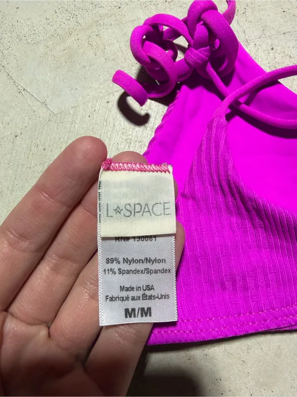 L Space Women’s Bright Magenta Knot-Strap Bikini Top medium - Image 7