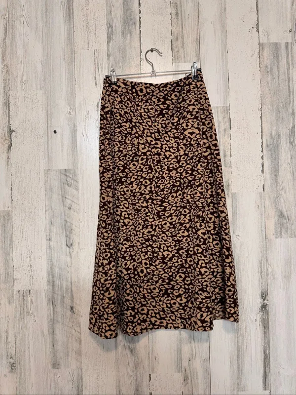 SHEIN Leopard Cheetah Print High Waist Midi Skirt with Slit Womens XS (US 2) - Image 7