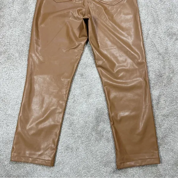 Abercrombie & Fitch Curve Love 90s Straight Ultra Hi Rise Pants Vegan Leather 31 - Image 9