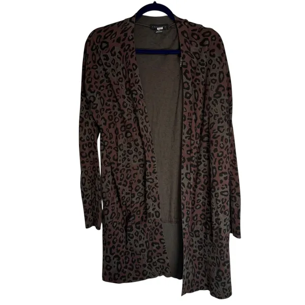 Sanctuary Leopard Print Longline Cardigan Sweater Olive Brown‎ Women's M - Image 7