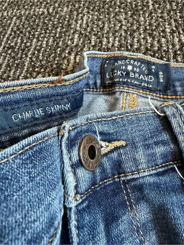 Lucky Brand Charlie Skinny Raw Hem Denim Jeans Stretch Womens Size 8 / 29 - Image 3