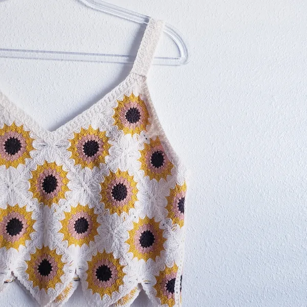 Altar'd State Crochet Sunflower Cropped Tank Top - Image 2